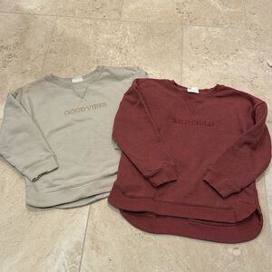 2 Cotton On Kids girls sweatshirts size 7 tan and rust good vibes wild child